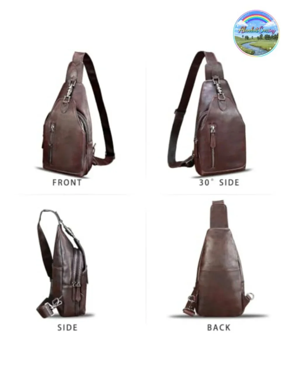 Genuine Leather Sling Bag Crossbody Chest Bag Shoulder Purse